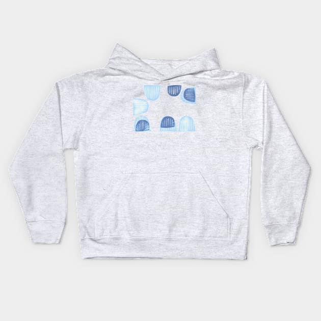 Blue Scattered Half Moons Kids Hoodie by ellenmueller